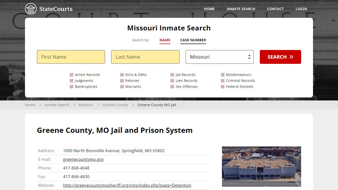 Greene County MO Jail Inmate Records Search, Missouri - StateCourts
